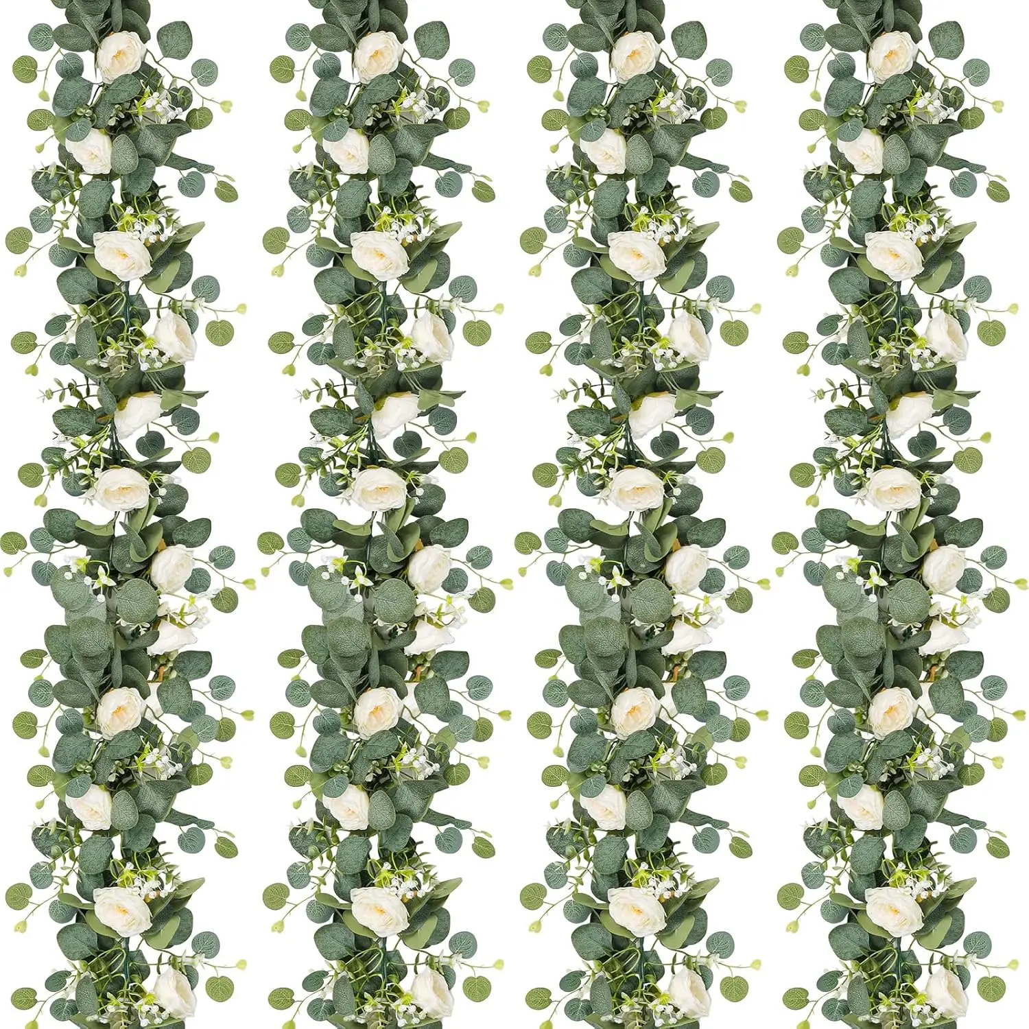 Набор из 4 штучных эвкалиптовых гирлянд с белыми розами, искусственные цветочные лозы для свадебного домашнего декора (белый)
Набор из 4 штучных эвкалиптовых гирлянд с белыми розами, искусственные цветочные лозы для свадебного домашнего декора (белый)