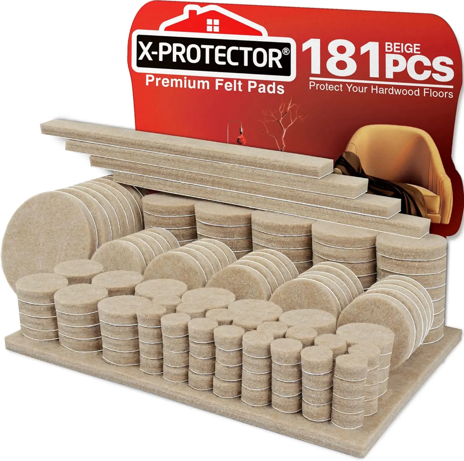 181 PCS Felt Furniture Pads for Hardwood Floors - Premium Floor Protectors for Chair Legs, Furniture Feet - Protect Your Floor from Scratches
181 PCS Felt Furniture Pads for Hardwood Floors - Premium Floor Protectors for Chair Legs, Furniture Feet - Protect Your Floor from Scratches
