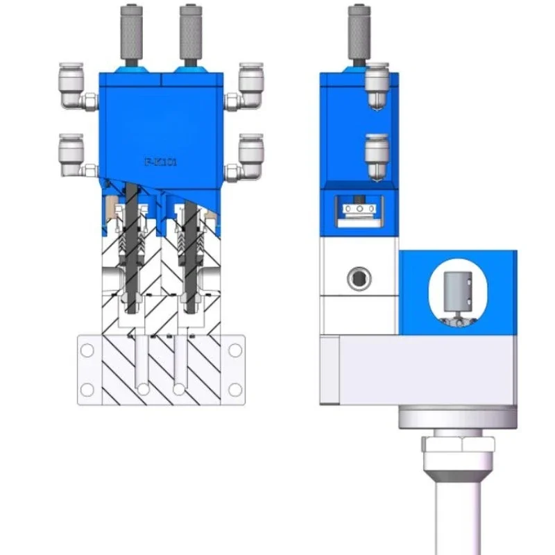 2k two-piece glue filling machine accessories parts double liquid dynamic dispensing valve
2k two-piece glue filling machine accessories parts double liquid dynamic dispensing valve