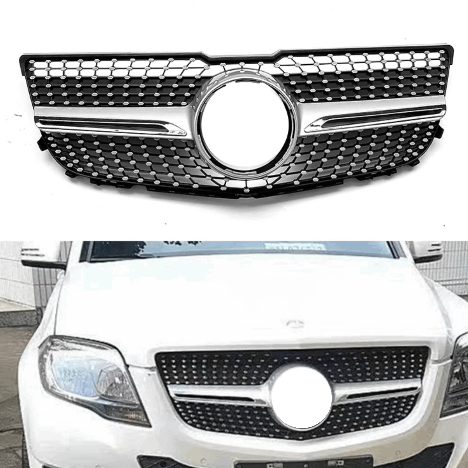 Подходит для Mercedes Benz GLK Class X204 2013-2015, передняя решетка капота с ромбовидной черной решеткой
Подходит для Mercedes Benz GLK Class X204 2013-2015, передняя решетка капота с ромбовидной черной решеткой