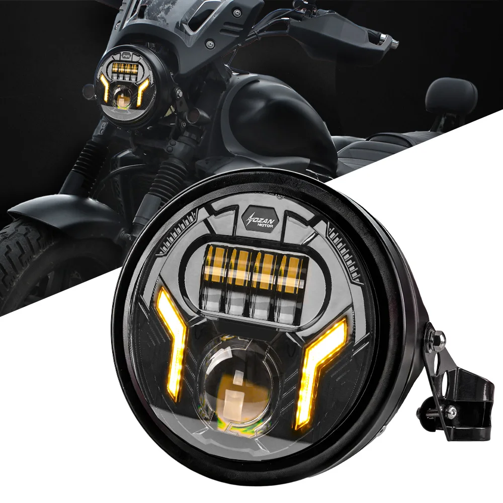 7" Motorcycle LED Headlight with White DRL & Amber Turn Signals, Black Housing & Barrel Bracket Kit, Universal Fit for Harley &
7" Motorcycle LED Headlight with White DRL & Amber Turn Signals, Black Housing & Barrel Bracket Kit, Universal Fit for Harley &