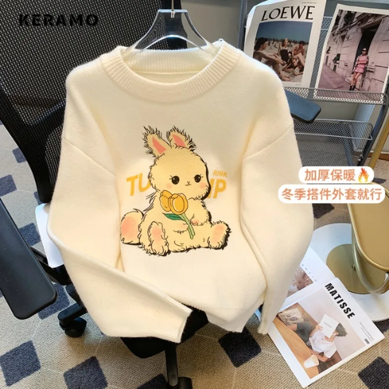 Korean Sweet Fashion Casual Y2K Knitting Long Sleeve Pullovers 2023 Autumn Winter Women Rabbit Print Round Neck Ladies Sweater
Korean Sweet Fashion Casual Y2K Knitting Long Sleeve Pullovers 2023 Autumn Winter Women Rabbit Print Round Neck Ladies Sweater