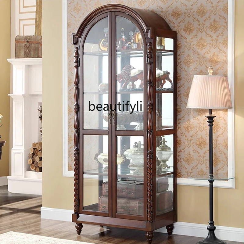 American double-door wine cabinet European retro arched home living room wall glass display cabinet
American double-door wine cabinet European retro arched home living room wall glass display cabinet
