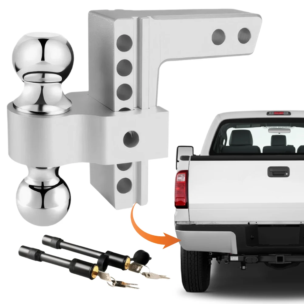 Adjustable Trailer Hitch with Pin Locks Dual Ball Towing Storage Hitch 6 Inch Rise/Drop 2 & 2-5/16 Inch Ball for 2 Inch Receiver
Adjustable Trailer Hitch with Pin Locks Dual Ball Towing Storage Hitch 6 Inch Rise/Drop 2 & 2-5/16 Inch Ball for 2 Inch Receiver