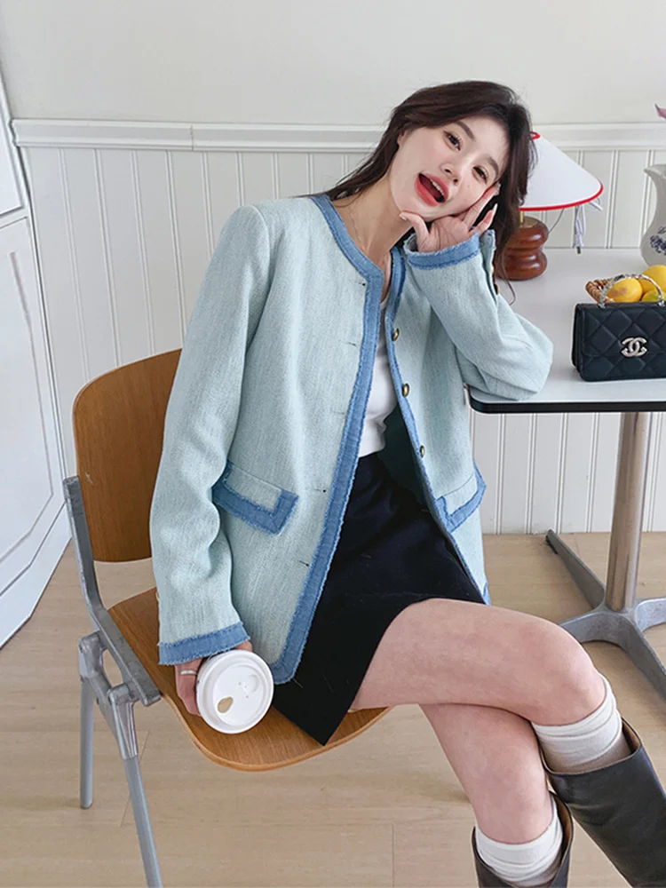 Color Blo ort Quilted Blue Ladylike Jaet Women's Spring Autumn 2025 New Sle Warm Stand Fit irt Sve round Ne
Color Blo ort Quilted Blue Ladylike Jaet Women's Spring Autumn 2025 New Sle Warm Stand Fit irt Sve round Ne