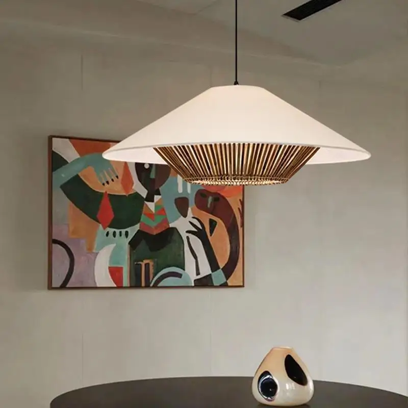 SANDYHA Japanese Rattan Pendant Light LED Fabric Lampshade Modern Minimalist Living Room Dining Table Decor Lighting Fixture
SANDYHA Japanese Rattan Pendant Light LED Fabric Lampshade Modern Minimalist Living Room Dining Table Decor Lighting Fixture