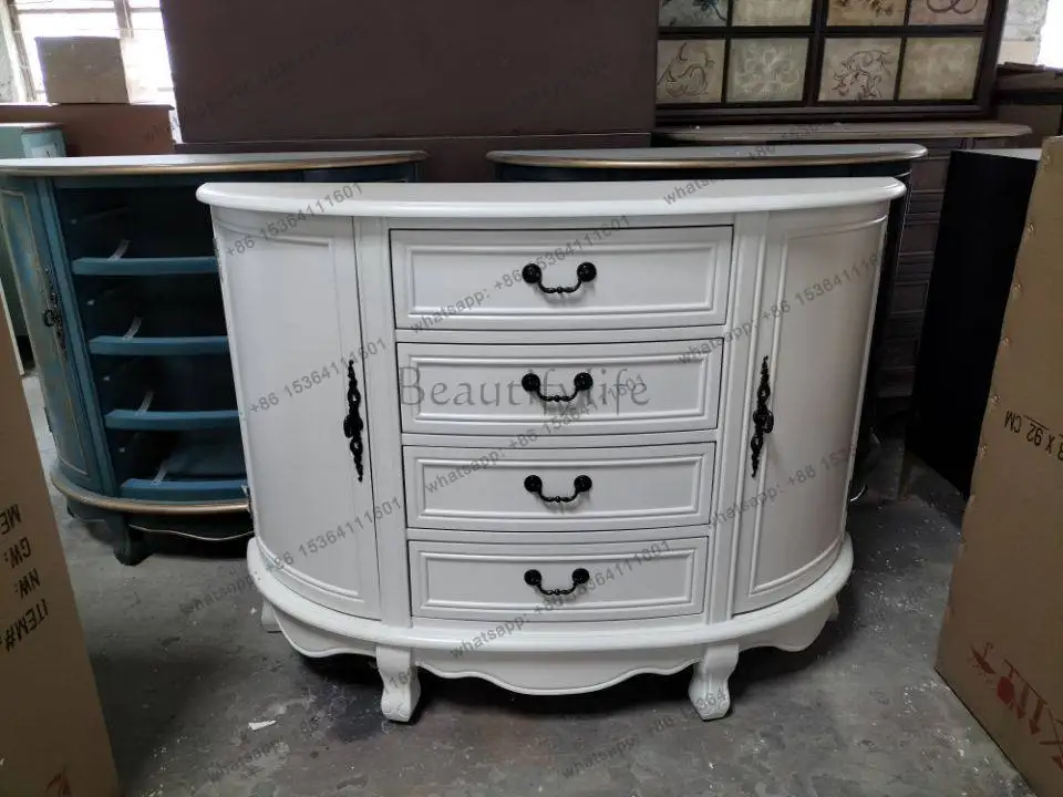 Ivory white semi-circular console cabinet size: length 1200* depth 350*height 870mm
Ivory white semi-circular console cabinet size: length 1200* depth 350*height 870mm