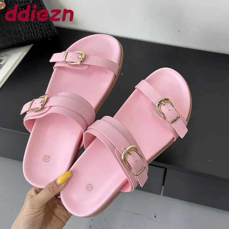 Pink Footwear Women Flats Slippers Slides Shoes Female Beach Fashion Metal Buckle Ladies Slippers Sandals Shoes Big Size 43
Pink Footwear Women Flats Slippers Slides Shoes Female Beach Fashion Metal Buckle Ladies Slippers Sandals Shoes Big Size 43