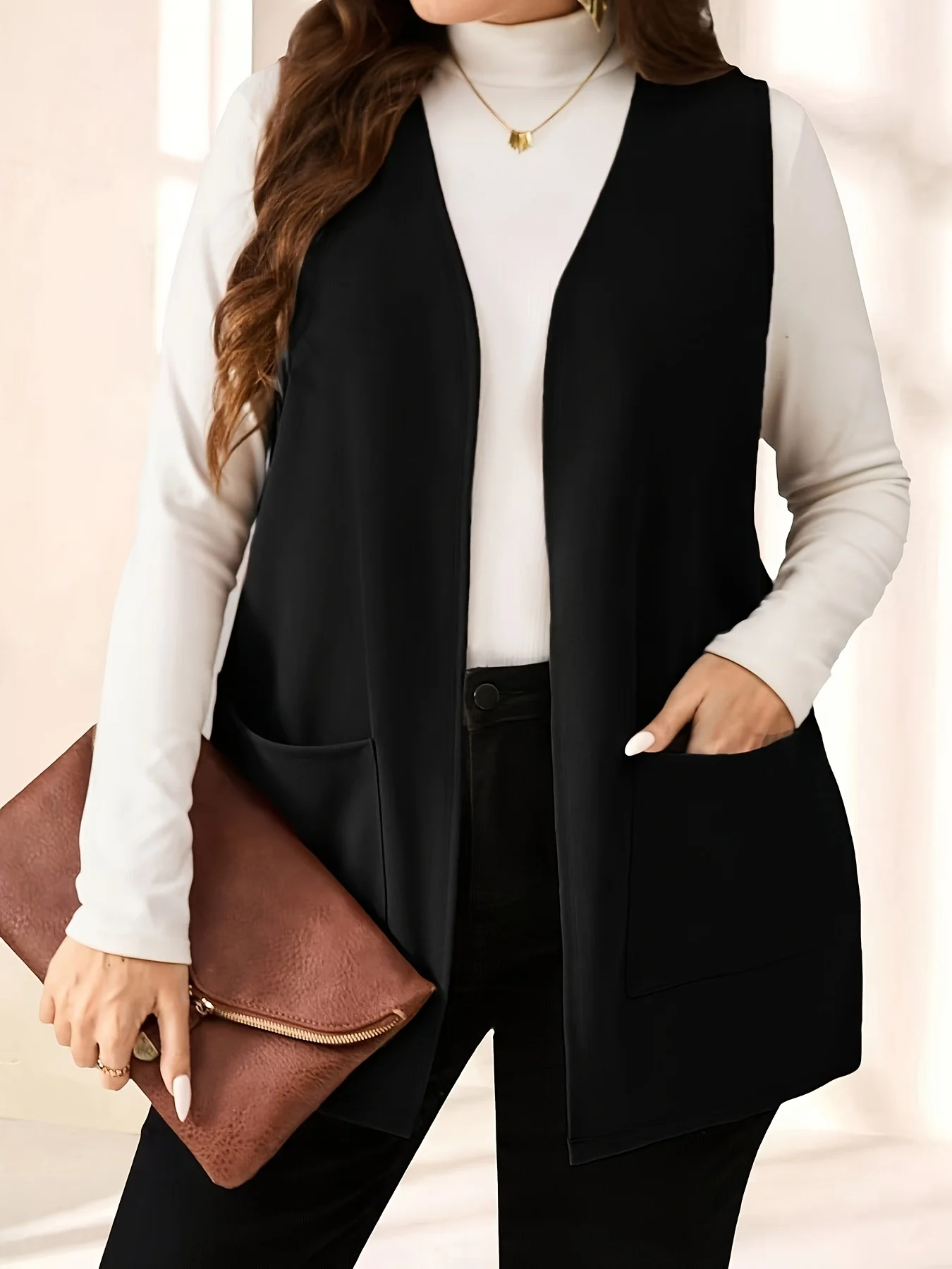 Plus Size Elegant Open-Front Cardigan Vest Jacket
Plus Size Elegant Open-Front Cardigan Vest Jacket