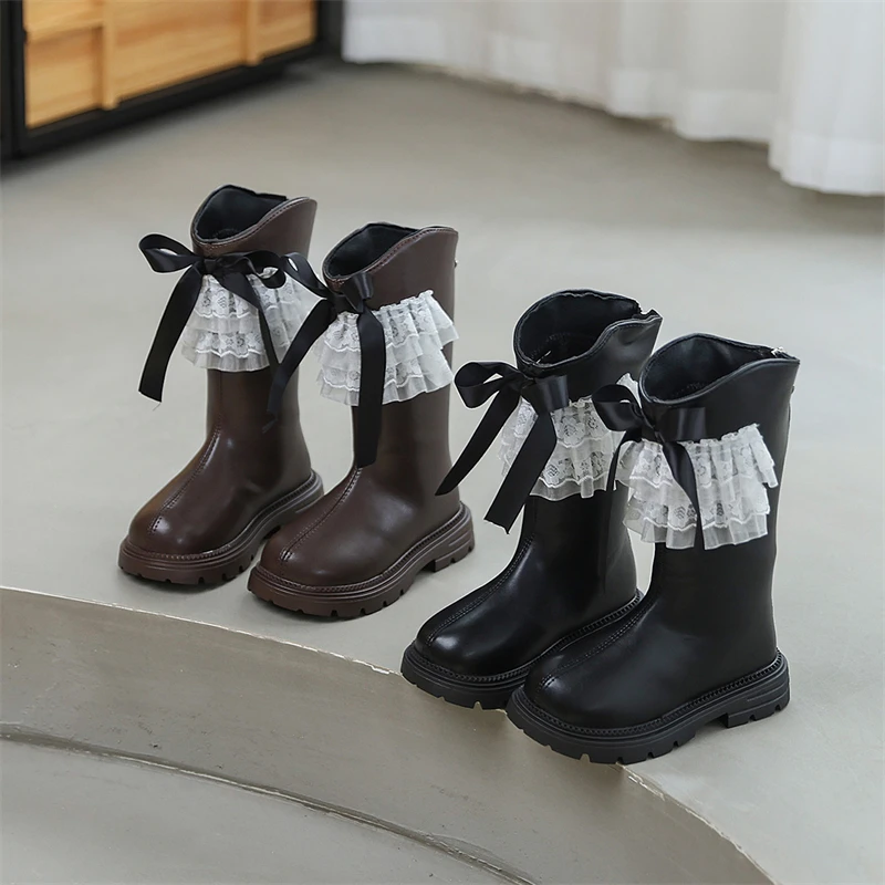 Autumn Winter Girls High Top Boots Outdoor Children Snow Boots Lace Bow Princess Shoes Anti Slip Soft Soled Kids Boots
Autumn Winter Girls High Top Boots Outdoor Children Snow Boots Lace Bow Princess Shoes Anti Slip Soft Soled Kids Boots