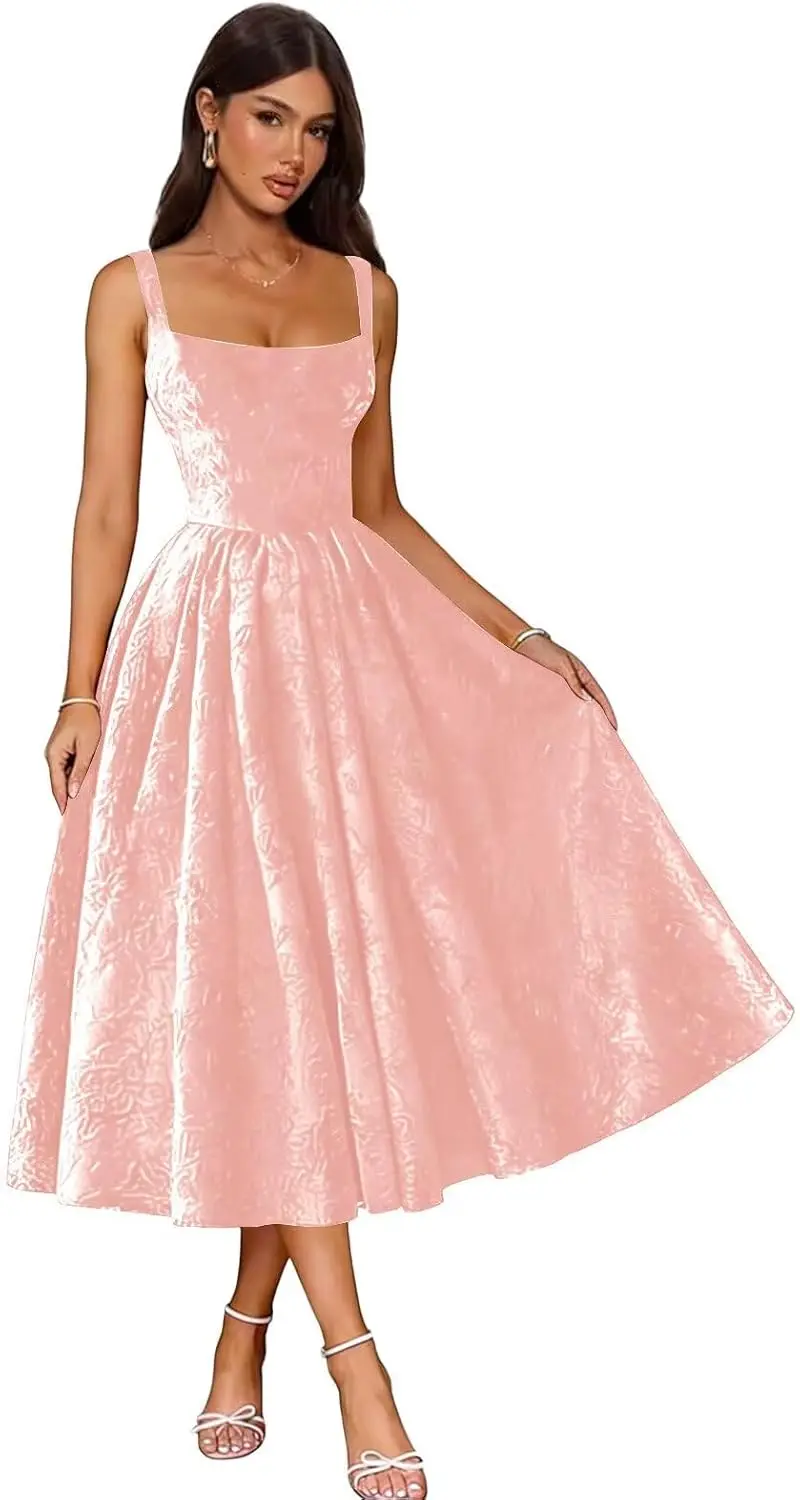 Luxury Dress Jacquard Satin Prom Dresses 2026 Floral Square Neck Tea Length Ruched Elegant Formal Ball Gown Evening Dress
Luxury Dress Jacquard Satin Prom Dresses 2026 Floral Square Neck Tea Length Ruched Elegant Formal Ball Gown Evening Dress