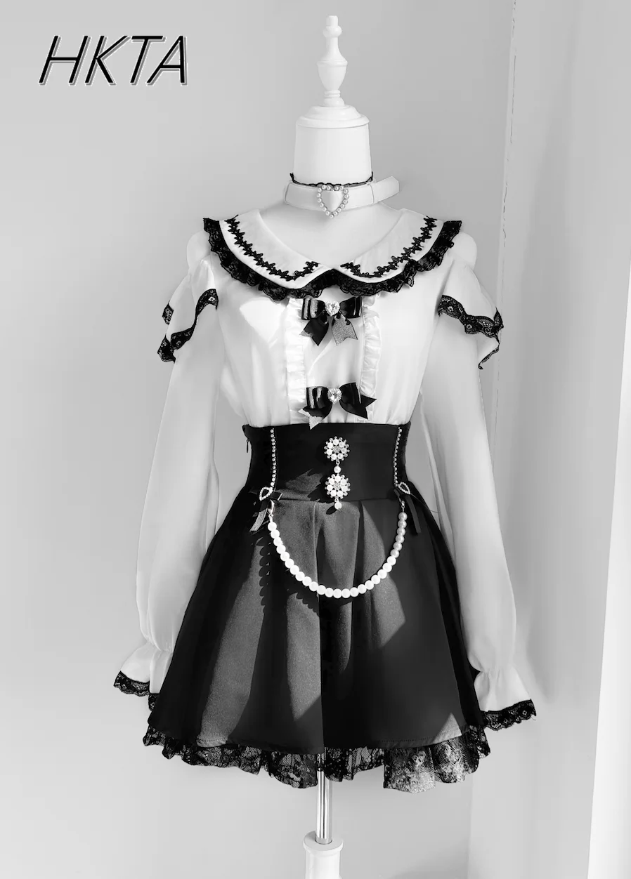 Japanese Mine Series Love Buckle Chiffon Shirt Women's Spring Summer Long-sleeve Lolita Blouse Chic Pearl Black Short Skirt Set
Japanese Mine Series Love Buckle Chiffon Shirt Women's Spring Summer Long-sleeve Lolita Blouse Chic Pearl Black Short Skirt Set