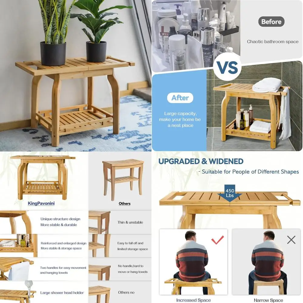 25 Waterproof Bamboo Shower Bench with Storage, Stable & Safe for Seniors & Disabled Adults
25 Waterproof Bamboo Shower Bench with Storage, Stable & Safe for Seniors & Disabled Adults