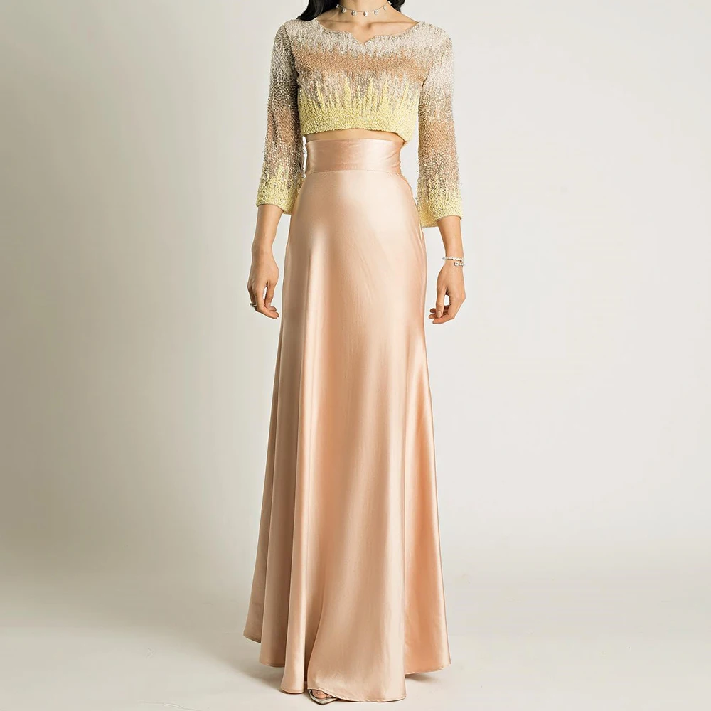 Temperament Satin Straight Crystal Evening Dress Graceful Floor Length Crew neck 3/4 Sleeves فساتين سهره نسائيه فخمة
Temperament Satin Straight Crystal Evening Dress Graceful Floor Length Crew neck 3/4 Sleeves فساتين سهره نسائيه فخمة
