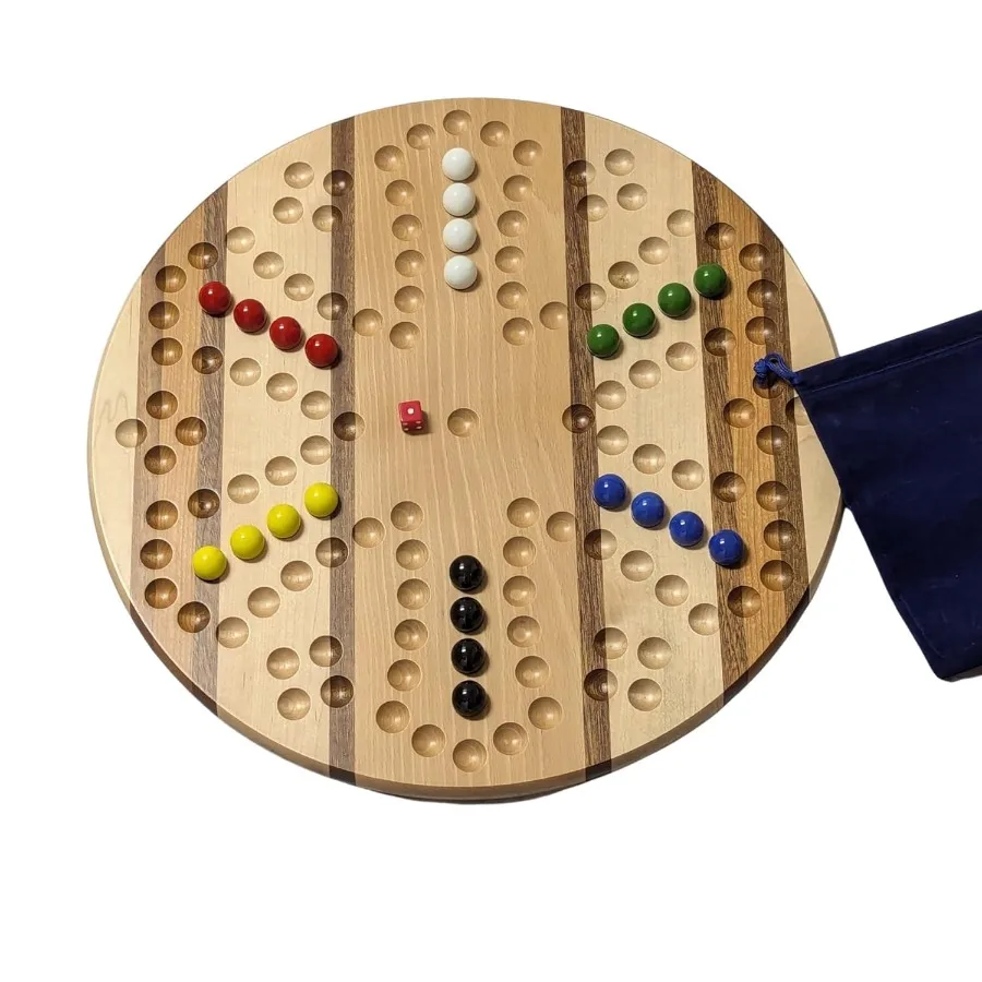 Handmade Irk Aggravation Board Game with Glass Marbles in Subtle Stripes Design for Family Entertainment and Indoor Leisure Act
Handmade Irk Aggravation Board Game with Glass Marbles in Subtle Stripes Design for Family Entertainment and Indoor Leisure Act