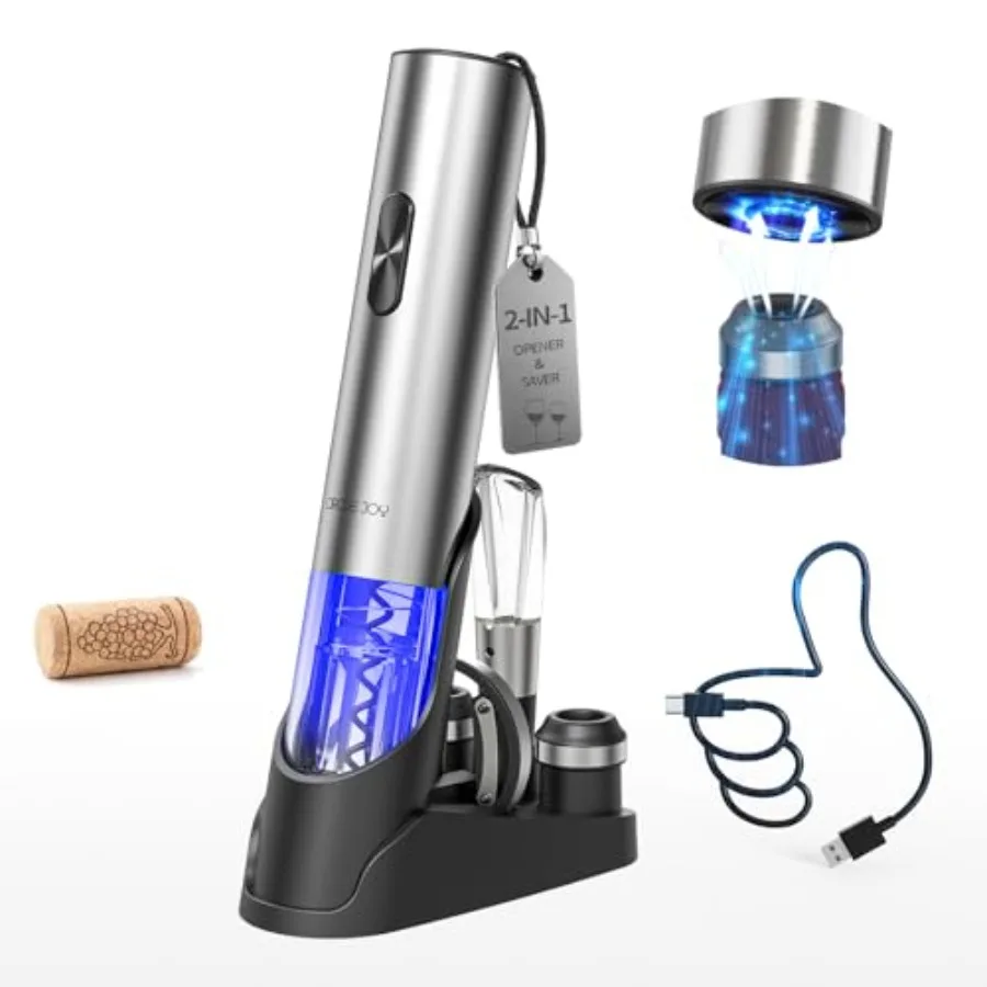 Electric Wine Opener 7-in-1 Stainless Steel Rechargeable Electric Wine Bottle Opener Set with Automatic Vacuum Pump, Foil Cutte
Electric Wine Opener 7-in-1 Stainless Steel Rechargeable Electric Wine Bottle Opener Set with Automatic Vacuum Pump, Foil Cutte