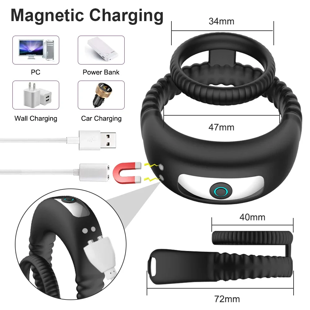 Vibrating Cock Ring for Men Ejaculation Delay Penis Ring Vibrator Silicone Chastity Cage Clitoris Stimulator Sex Toy for Couples Vibrating Cock Ring for Men Ejaculation Delay Penis Ring Vibrator Silicone Chastity Cage Clitoris Stimulator Sex Toy for Couples