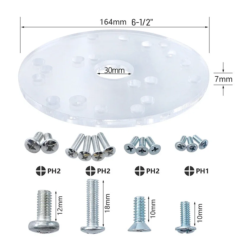 1Pcs Universal Router Acrylic Universal Base Plate for Bakelite Milling Woodworking Trim Routers with Centering Pin and Screw
1Pcs Universal Router Acrylic Universal Base Plate for Bakelite Milling Woodworking Trim Routers with Centering Pin and Screw