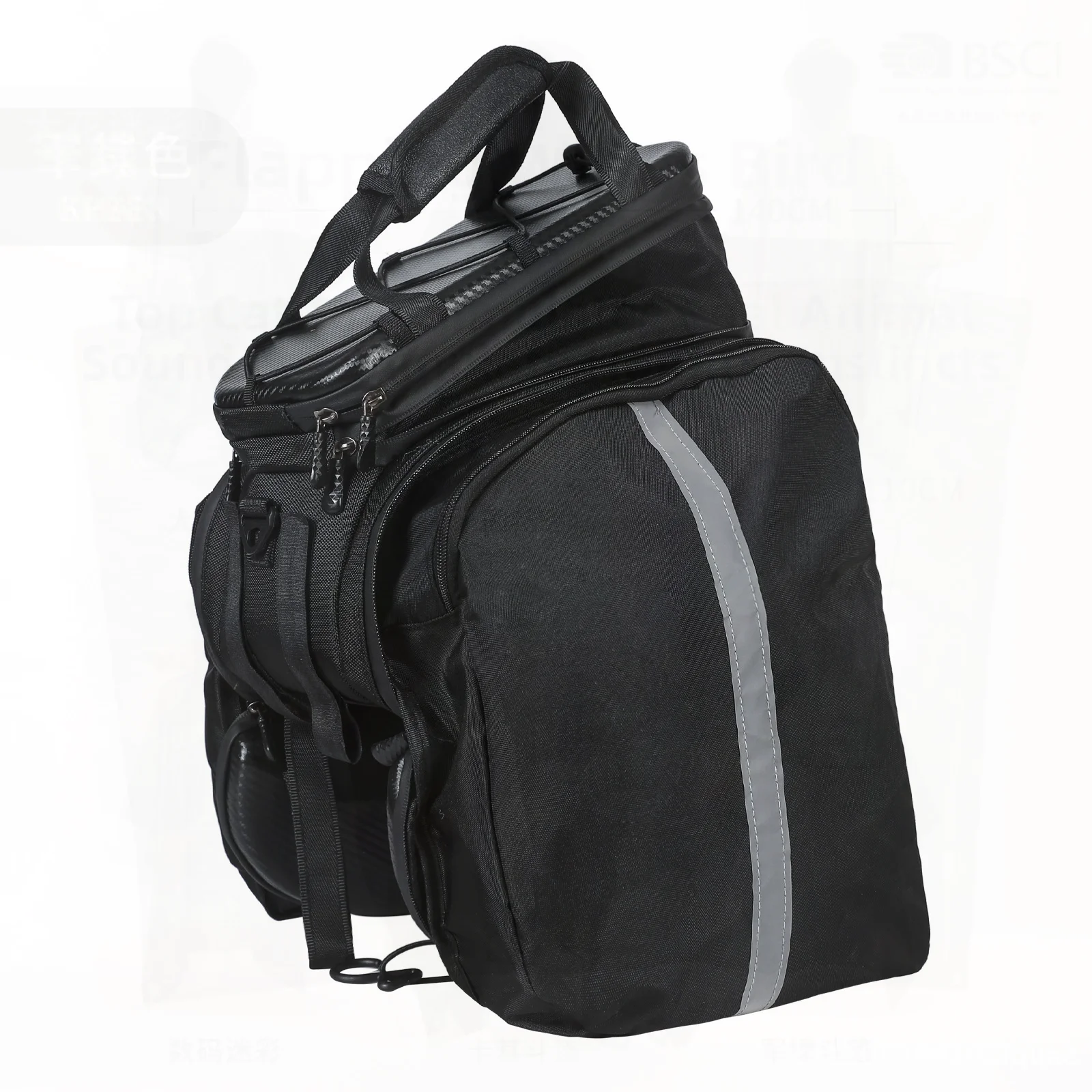 35L Waterproof Mountain Bike Rear Pannier Bag Black Hard Shell Rear Rack Bag with Riding Seat for Durable Cycling Storage