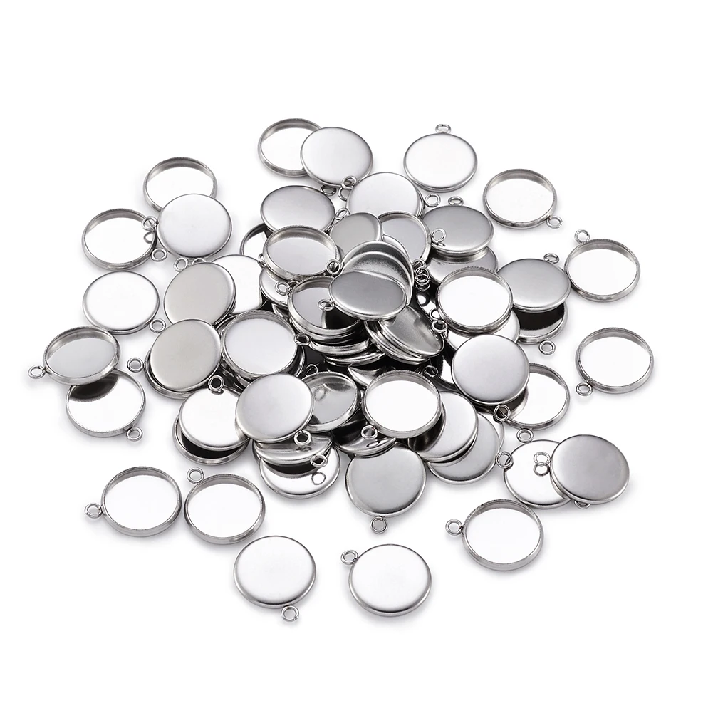 100pcs 12mm 304 Stainless Steel Cabochon Base Pendant Settings Blank Tray DIY Handmade Jewelry Making Findings
100pcs 12mm 304 Stainless Steel Cabochon Base Pendant Settings Blank Tray DIY Handmade Jewelry Making Findings