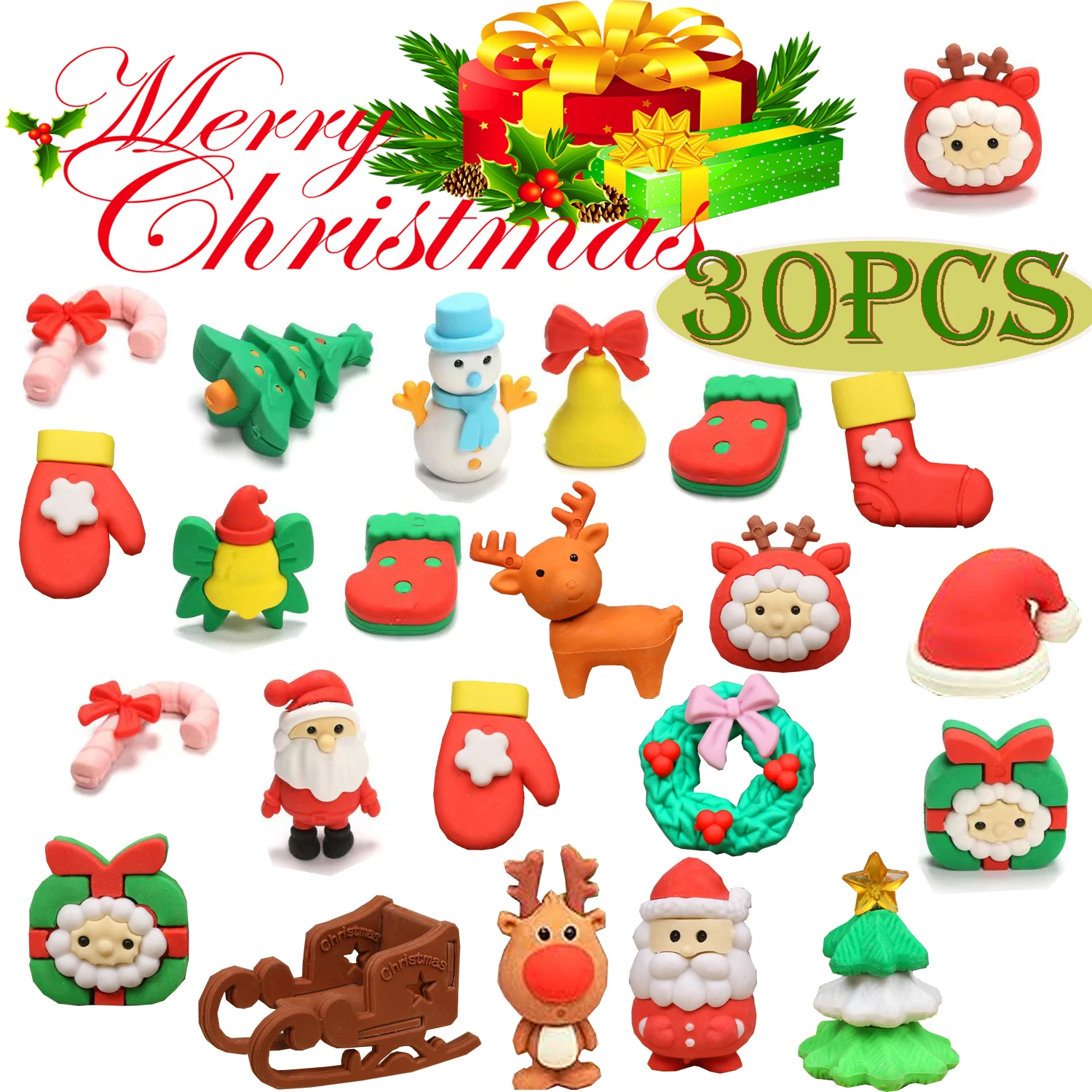 30 шт. рождественские ластики, 3D рождественские ластики-головоломки, ластики для снеговика Санта-Клауса, подарки на рождественскую вечеринку, награды в классе
30 шт. рождественские ластики, 3D рождественские ластики-головоломки, ластики для снеговика Санта-Клауса, подарки на рождественскую вечеринку, награды в классе