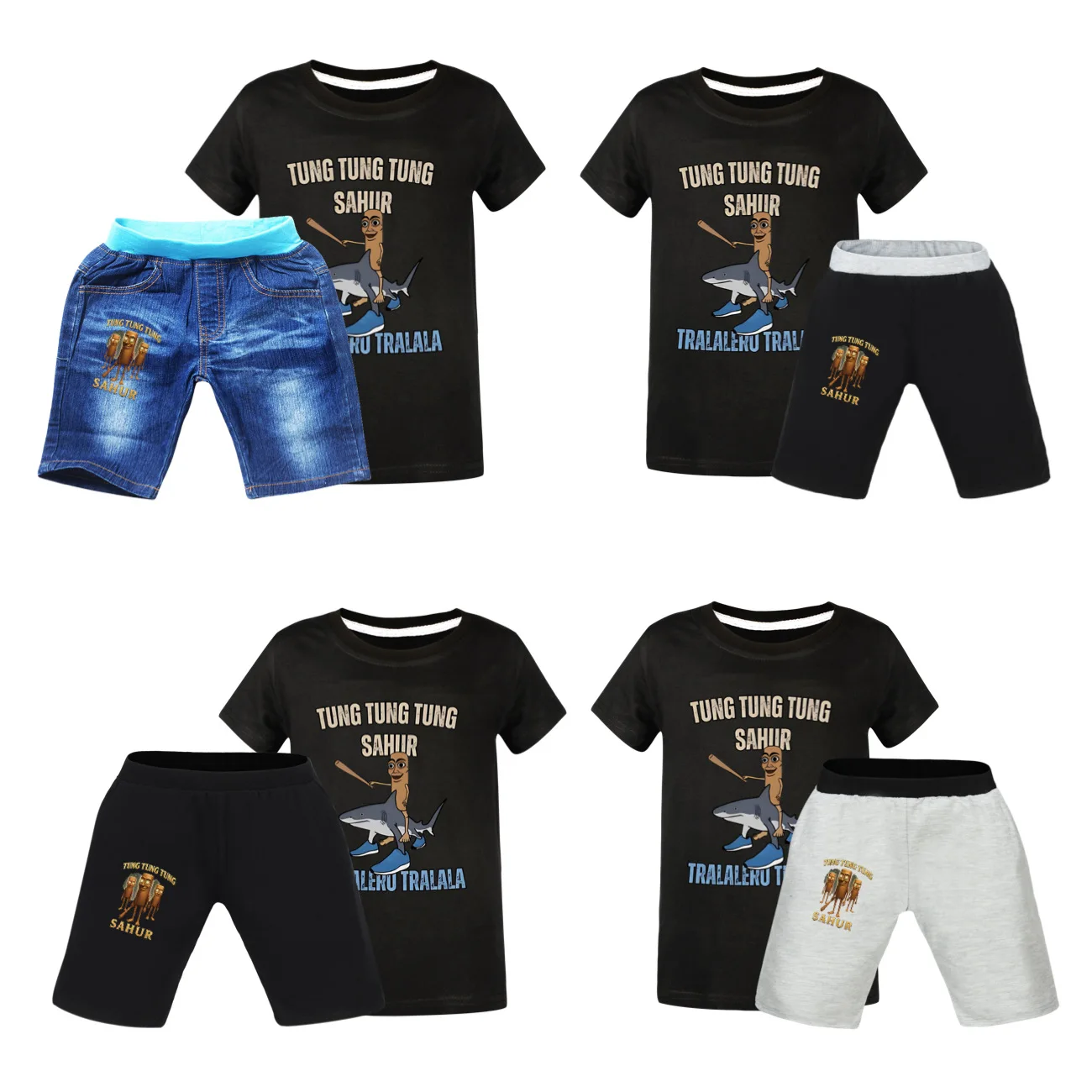 Summer Tung Tung Tung Sahur Children Clothing Set Boy Girl Short Sleeve T-Shirts+Shorts Top Tee Jeans Denim 2Pcs Kids Suits4703
Summer Tung Tung Tung Sahur Children Clothing Set Boy Girl Short Sleeve T-Shirts+Shorts Top Tee Jeans Denim 2Pcs Kids Suits4703