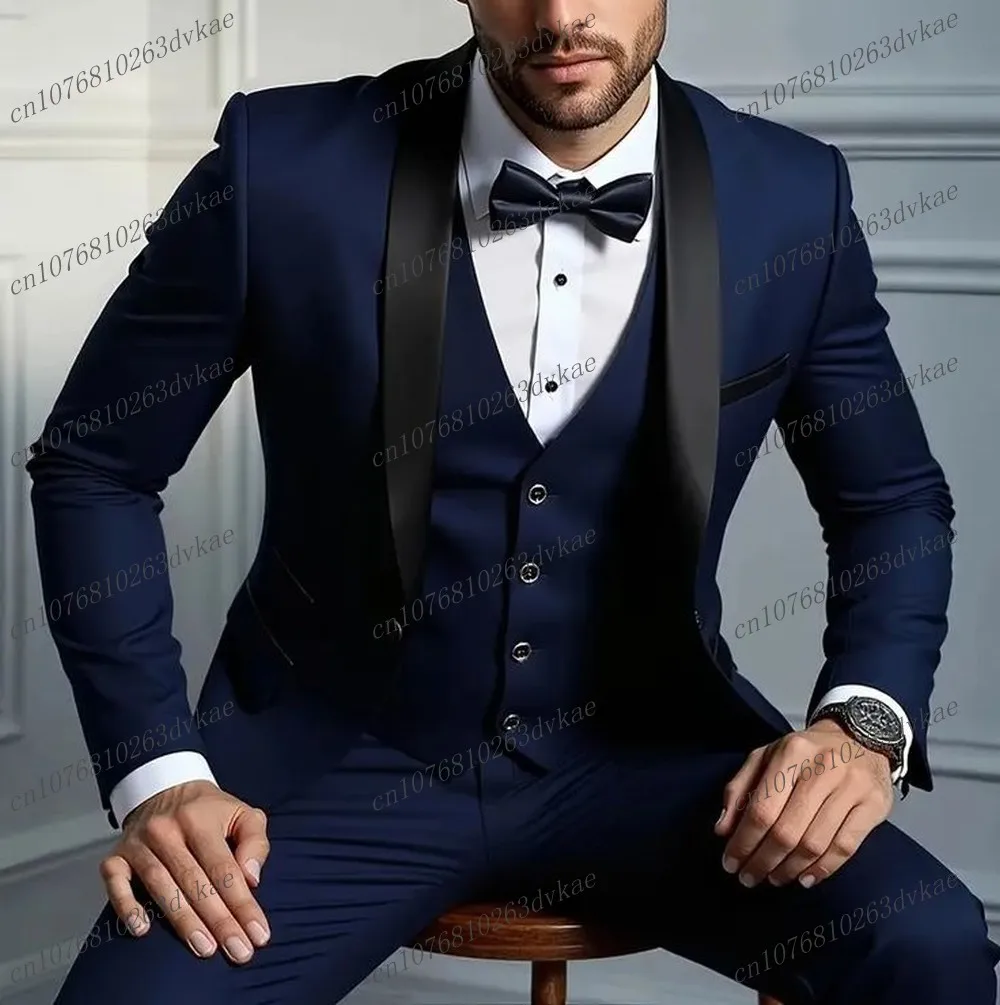 Black Collar Navy Blue Men Suit Wedding Party Formal Groom Groomsman Prom Business Male Tuxedos 3 Piece Set Jacket Vest Pants
Black Collar Navy Blue Men Suit Wedding Party Formal Groom Groomsman Prom Business Male Tuxedos 3 Piece Set Jacket Vest Pants