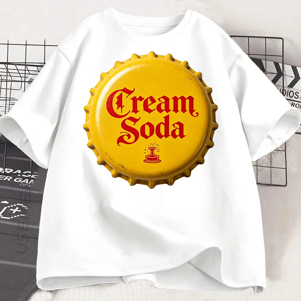 Vintage Cream Soda Bottle Cap Graphic T-Shirt Retro Soda Pop Print Tee Yellow Bottle Cap Aesthetic Shirt Y2k Top Graphic T Shirt
Vintage Cream Soda Bottle Cap Graphic T-Shirt Retro Soda Pop Print Tee Yellow Bottle Cap Aesthetic Shirt Y2k Top Graphic T Shirt