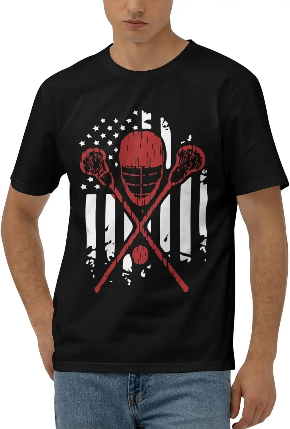 Lacrosses American Flag Men's Short Sleeve T-Shirt Cotton Athletic Workout Casual Shirts Quick-Drying Tees Black
Lacrosses American Flag Men's Short Sleeve T-Shirt Cotton Athletic Workout Casual Shirts Quick-Drying Tees Black