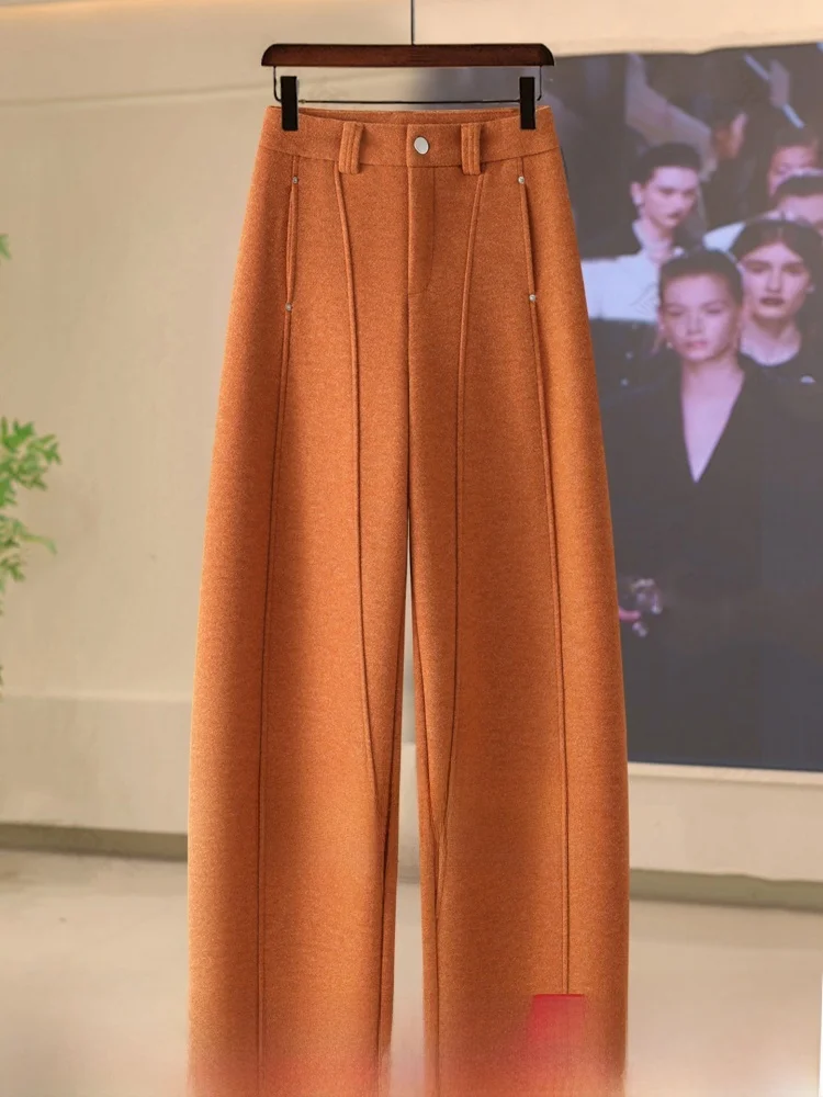 Women's High Waist Straight Leg Woolen Pants with Pockets Commute Style Trousers Warm Fleece Lined Knife Wide Leg Pants
Women's High Waist Straight Leg Woolen Pants with Pockets Commute Style Trousers Warm Fleece Lined Knife Wide Leg Pants