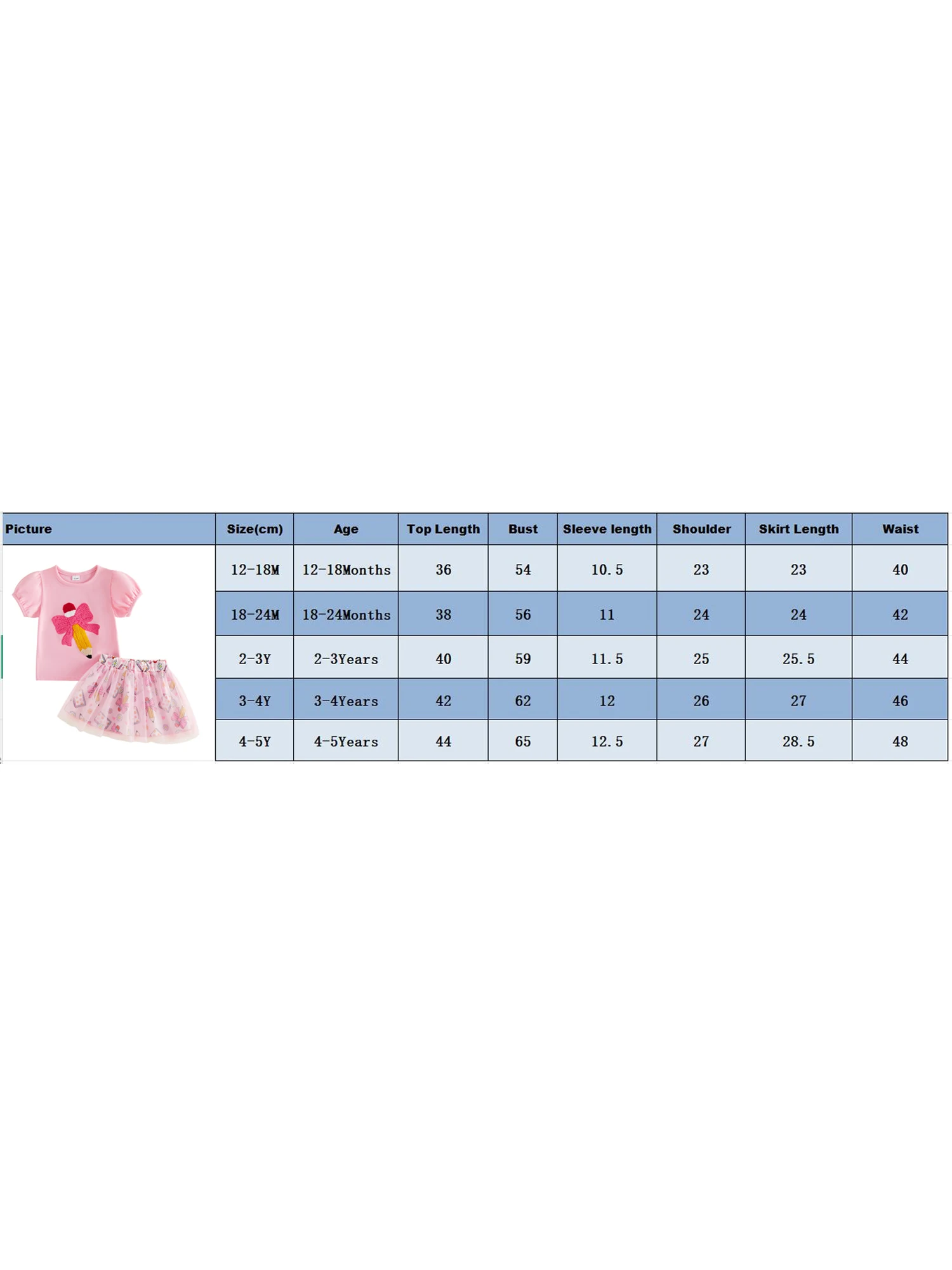 Adorable Toddler Girl Back to School Outfit with Short Sleeve Pencil Bow Embroidery Top and Skirt - 2 Piece Set for Summer
Adorable Toddler Girl Back to School Outfit with Short Sleeve Pencil Bow Embroidery Top and Skirt - 2 Piece Set for Summer