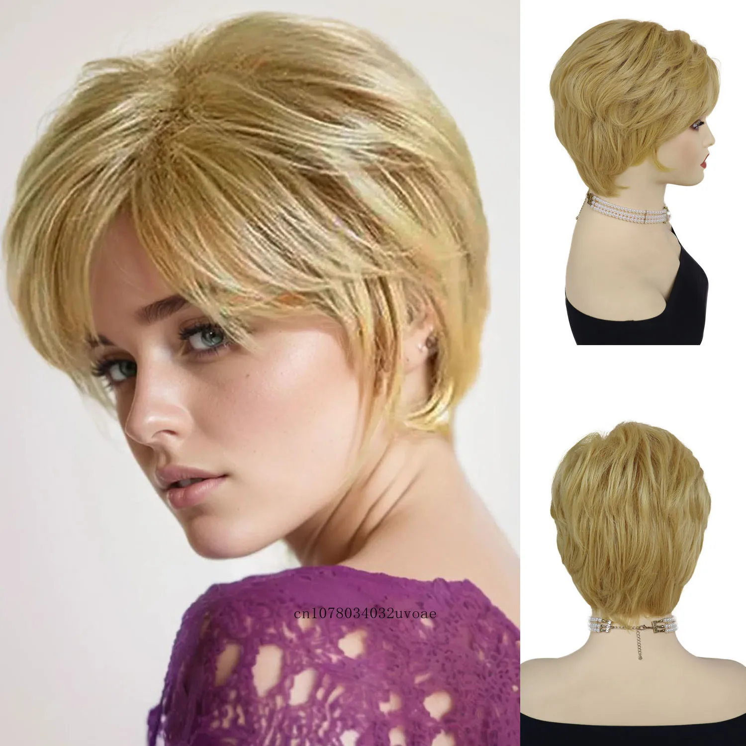 Synthetic Short Golden Blonde Wigs Natural Wavy Wig for Women Daily Party Cosplay Mommy Wig Hair Replacement Wig Heat Resistant
Synthetic Short Golden Blonde Wigs Natural Wavy Wig for Women Daily Party Cosplay Mommy Wig Hair Replacement Wig Heat Resistant
