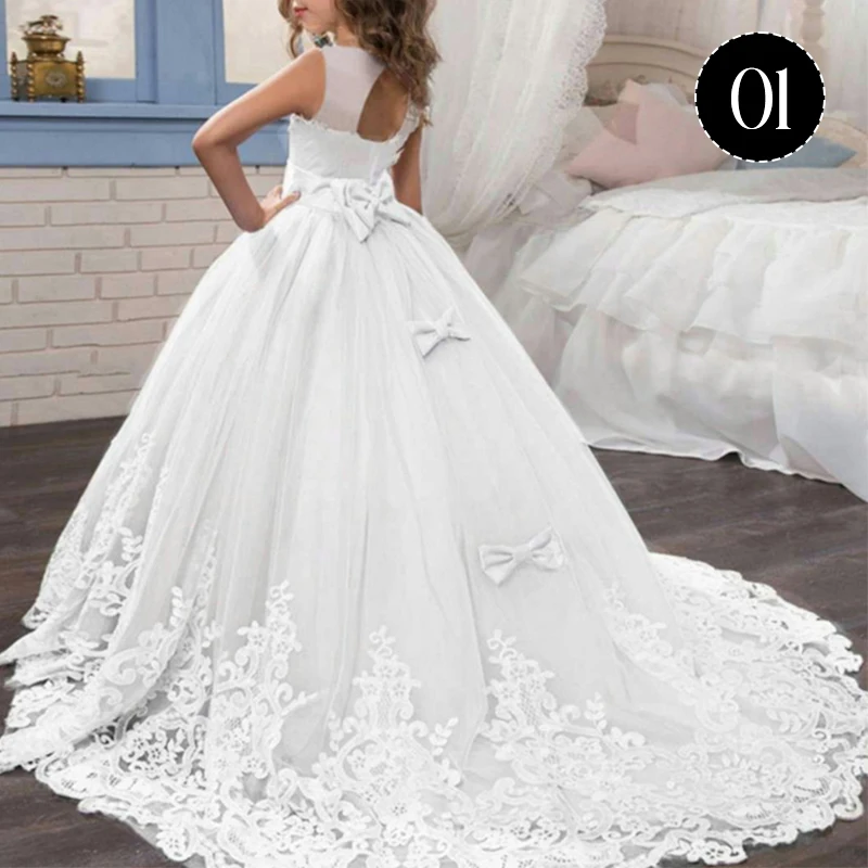 Princess Pageant Dress With Trailing Birthday Gown Kids Beaded Tull Lace Flower Girls Tutu Fluffy Skirts Wedding Party Dress
Princess Pageant Dress With Trailing Birthday Gown Kids Beaded Tull Lace Flower Girls Tutu Fluffy Skirts Wedding Party Dress