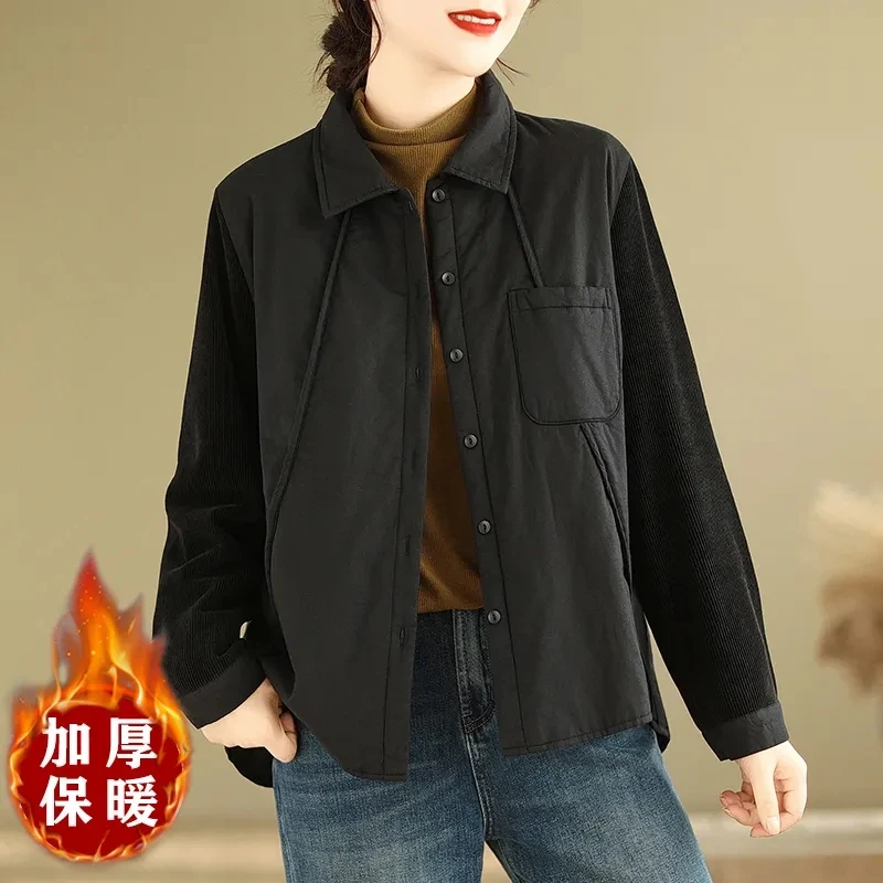 New Autumn Winter Lightweight Stitching Retro Solid Cotton Shirt Women Padded Lapels Single-Breasted Comfortable Jacket Lady Top
New Autumn Winter Lightweight Stitching Retro Solid Cotton Shirt Women Padded Lapels Single-Breasted Comfortable Jacket Lady Top