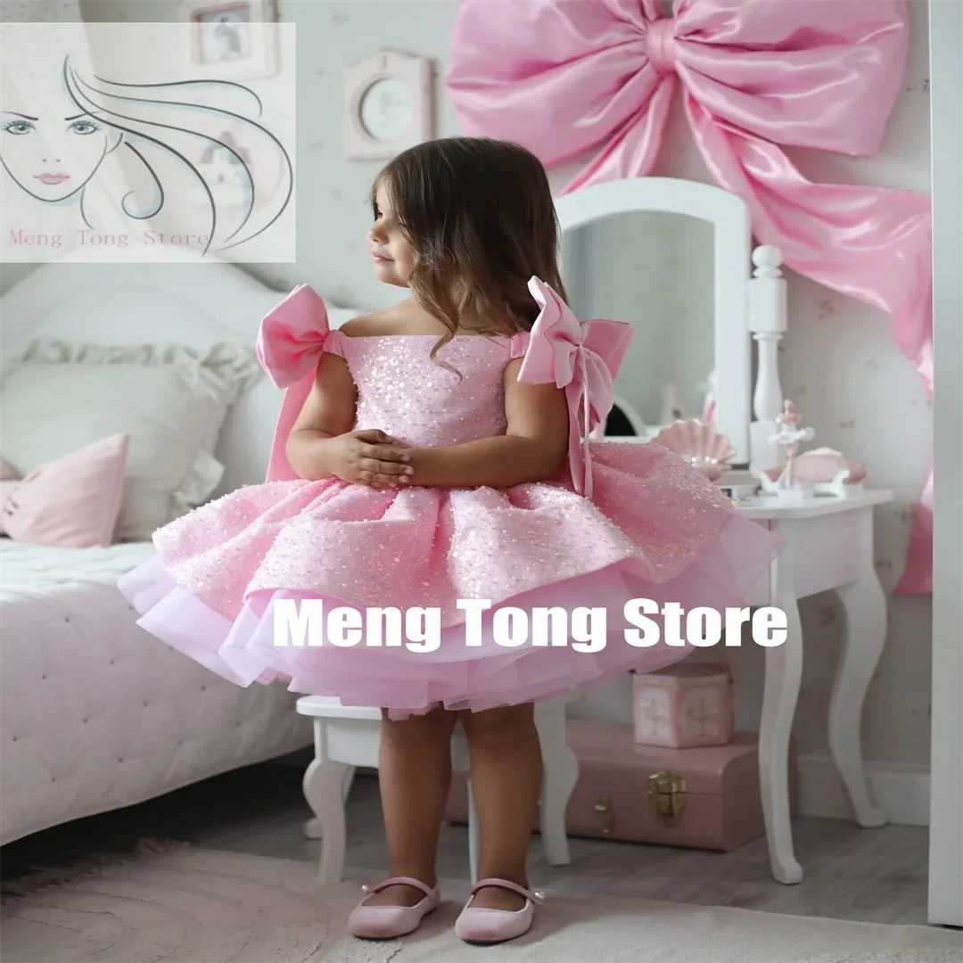Customized Pink Flower Girl Dress for Wedding Sequins Beading with Bow Kids Birthday Party First Communion Ball Gowns
Customized Pink Flower Girl Dress for Wedding Sequins Beading with Bow Kids Birthday Party First Communion Ball Gowns