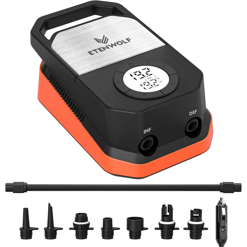 Portable 12V DC Electric Air Pump for SUP Boards, Mats, Tents, and Inflatables, 20 PSI High Pressure with Auto-Off and Deflation
Portable 12V DC Electric Air Pump for SUP Boards, Mats, Tents, and Inflatables, 20 PSI High Pressure with Auto-Off and Deflation