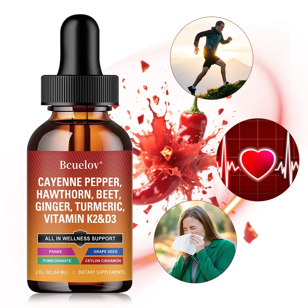 Cayenne Pepper Drops Supplement Liquid, Blend of Hawthorn Berry, Beetroot, Turmeric, VIT K2+D3, Daily Health Boost
Cayenne Pepper Drops Supplement Liquid, Blend of Hawthorn Berry, Beetroot, Turmeric, VIT K2+D3, Daily Health Boost
