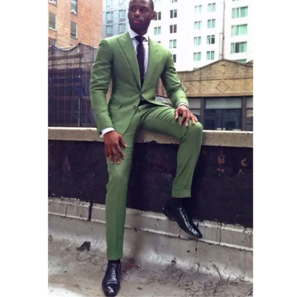 Fashion Men Suits Green Regular Lenght Flat Single Breasted Peak Lapel Green Outfits 2 Piece Jacket Pants Slim Fit Male Clothing
Fashion Men Suits Green Regular Lenght Flat Single Breasted Peak Lapel Green Outfits 2 Piece Jacket Pants Slim Fit Male Clothing