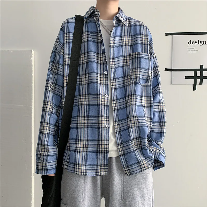 Japanese Style Checkered Long Sleeved Shirt for Men Spring Autumn Korean Style Casual Loose Men's Shirt Coat Streetwear
Japanese Style Checkered Long Sleeved Shirt for Men Spring Autumn Korean Style Casual Loose Men's Shirt Coat Streetwear