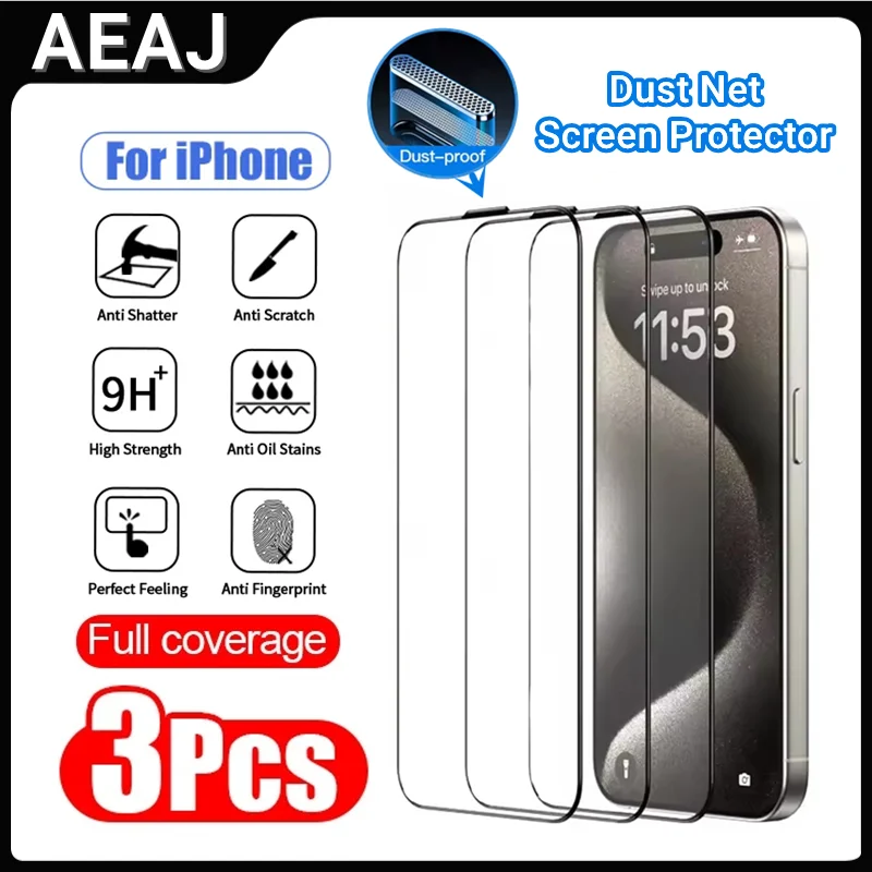 3Pcs With Dust Net Screen Protector For iPhone 15 14 13 12 11 16 Pro Max Speaker Dustproof Tempered Glass For iPhone XR X XS 16E
3Pcs With Dust Net Screen Protector For iPhone 15 14 13 12 11 16 Pro Max Speaker Dustproof Tempered Glass For iPhone XR X XS 16E