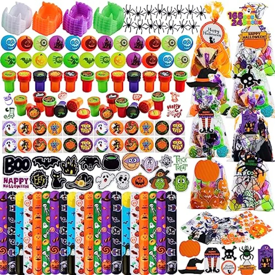 168 Pcs Halloween Stationery Set 24 Pack Goody Bags with Halloween Tags Including Vampire Teeth Spiders Stamps Stickers Slap Br
168 Pcs Halloween Stationery Set 24 Pack Goody Bags with Halloween Tags Including Vampire Teeth Spiders Stamps Stickers Slap Br