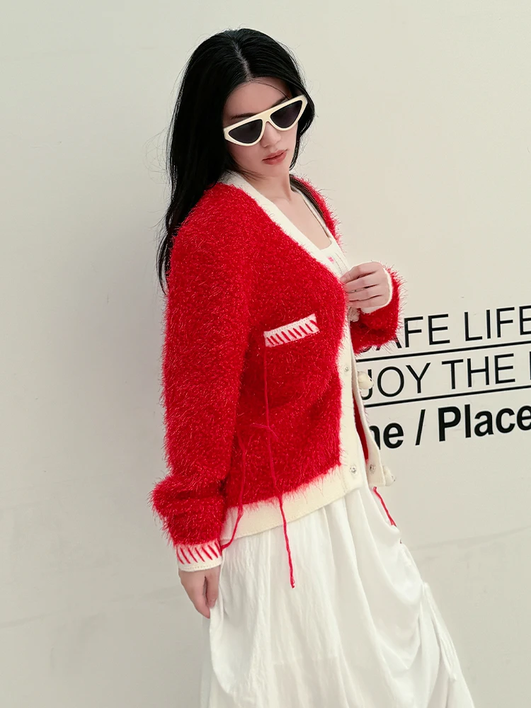 Red Knitted Sweater Cardigan Outerwear Autumn High Design Knitwear Loose Fit V-Ne Long Sve Faionable Commute Sle
Red Knitted Sweater Cardigan Outerwear Autumn High Design Knitwear Loose Fit V-Ne Long Sve Faionable Commute Sle
