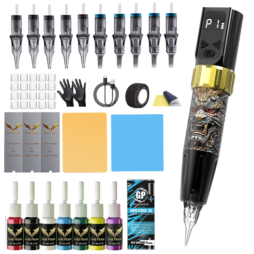 TM-99 Black Tattoo Pen Set for Beginners, Equipped with 10 Cartridge Needles, 7-Color Ink, Wireless Power Supply & Full Tattoo Supplies
TM-99 Black Tattoo Pen Set for Beginners, Equipped with 10 Cartridge Needles, 7-Color Ink, Wireless Power Supply & Full Tattoo Supplies