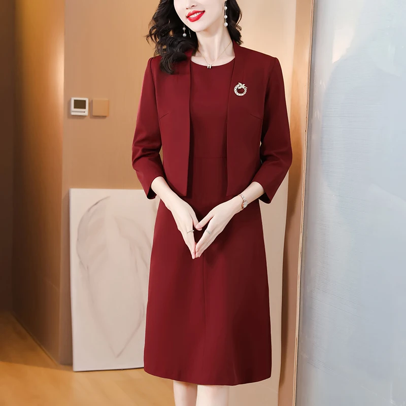 2023 Autumn/Winter New Red Wedding Dress Two Piece Set Red O-Neck Loose Large Size Slim Dress Suit Long Dress Two Piece Set
2023 Autumn/Winter New Red Wedding Dress Two Piece Set Red O-Neck Loose Large Size Slim Dress Suit Long Dress Two Piece Set