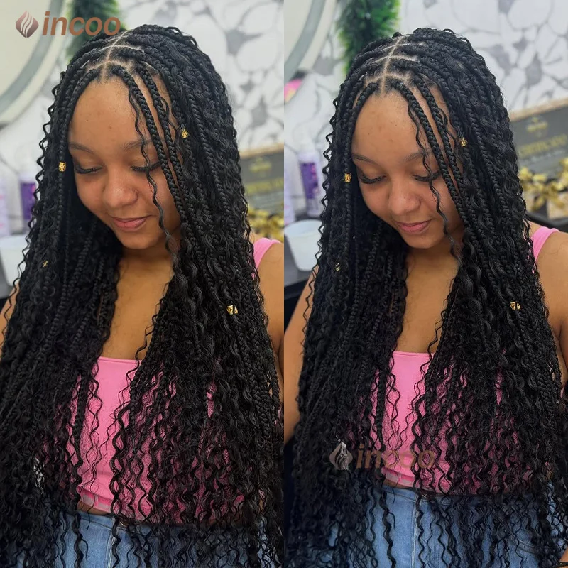 32" Synthetic Full Lace Frontal Wig Bohemian Braided Wigs With Curly Hair Goddess Locs Box Boho Braiding Wig for Women Daily Use
32" Synthetic Full Lace Frontal Wig Bohemian Braided Wigs With Curly Hair Goddess Locs Box Boho Braiding Wig for Women Daily Use