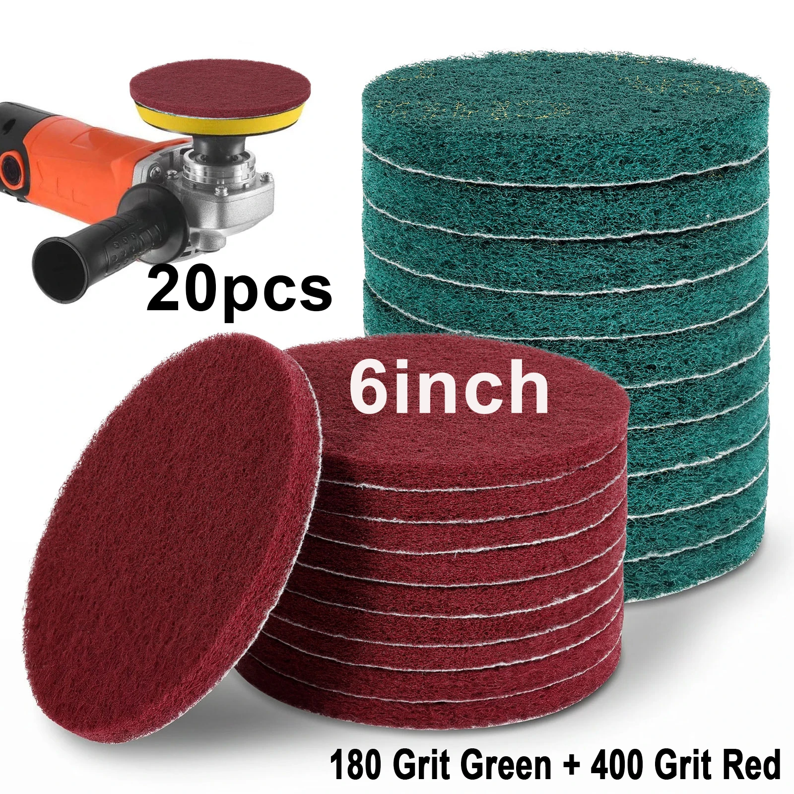 6 Inch Hook and Loop Scouring Pads 20Pcs Abrasive Nylon Scuff Discs for Auto Paint Polishing Metal Rust Removal Wet Dry Buffing
6 Inch Hook and Loop Scouring Pads 20Pcs Abrasive Nylon Scuff Discs for Auto Paint Polishing Metal Rust Removal Wet Dry Buffing