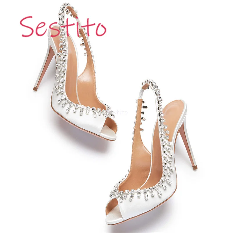 8Cm Sandals Fashion Fish Mouth Stiletto High Heels Water Diamond Handmade Decoration Silk Fabric Women's Party Wedding Shoes
8Cm Sandals Fashion Fish Mouth Stiletto High Heels Water Diamond Handmade Decoration Silk Fabric Women's Party Wedding Shoes