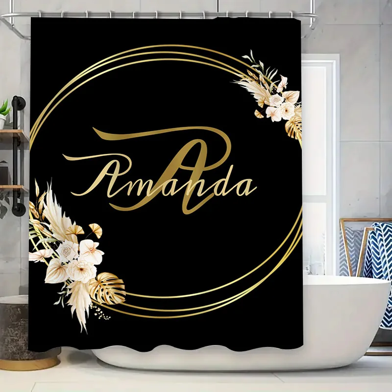 Luxury Personalized Name Bath Shower Curtain for Home Decor Black Gold Floral Design Customizable Size
Luxury Personalized Name Bath Shower Curtain for Home Decor Black Gold Floral Design Customizable Size