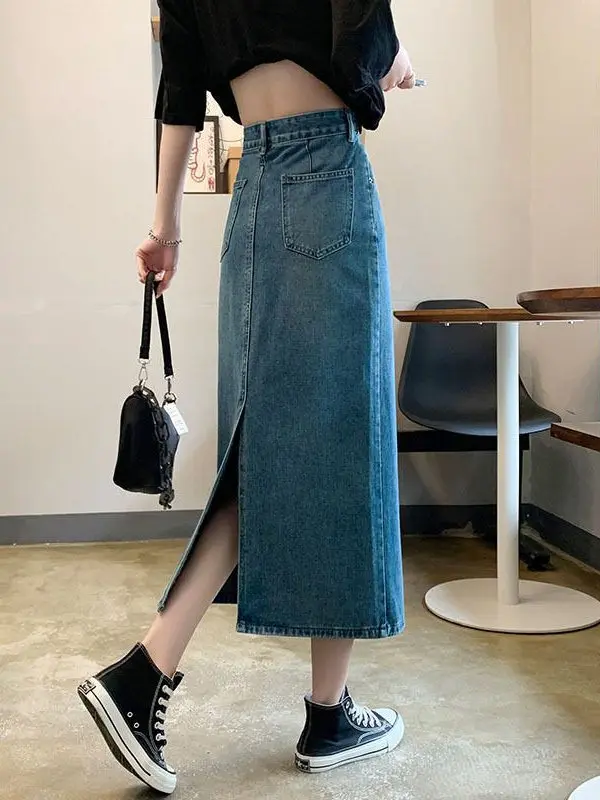 Spring Women's Mid-Length A-Line Denim Skirt High Waist Slimming Split f-length New Sle Cotton Polyester Blend Skirt
Spring Women's Mid-Length A-Line Denim Skirt High Waist Slimming Split f-length New Sle Cotton Polyester Blend Skirt