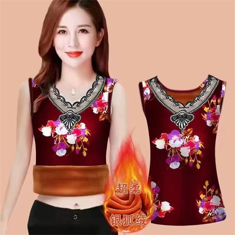 Women's Elastic Inner Layer Thickened Warm vest Women Super Soft One Piece Plush Autumn/Winter New Lace Sleeveless Bottom Shirt
Women's Elastic Inner Layer Thickened Warm vest Women Super Soft One Piece Plush Autumn/Winter New Lace Sleeveless Bottom Shirt